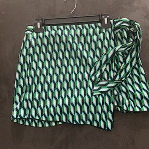 DVF Side Wrap Geo Green Mini Skort
